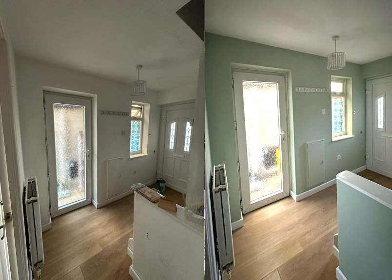 Freshly painted living room in Aylesbury with clean edges and tidy finish